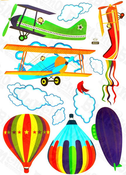 Aeroplane And Hot Balloon- Wall Decals Stickers Appliques Home Dcor